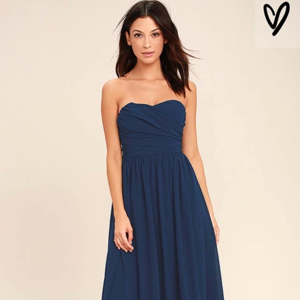 Lulu's All Afloat Strapless Maxi Formal Bridesmaid Dress Size M